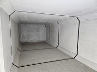 detailní reference, Betonová retenční nádrž na dešťovou vodu, pohled zevnitř, předřazený odlučovač ropných látek, Františkovy lázně, db betonové jímky